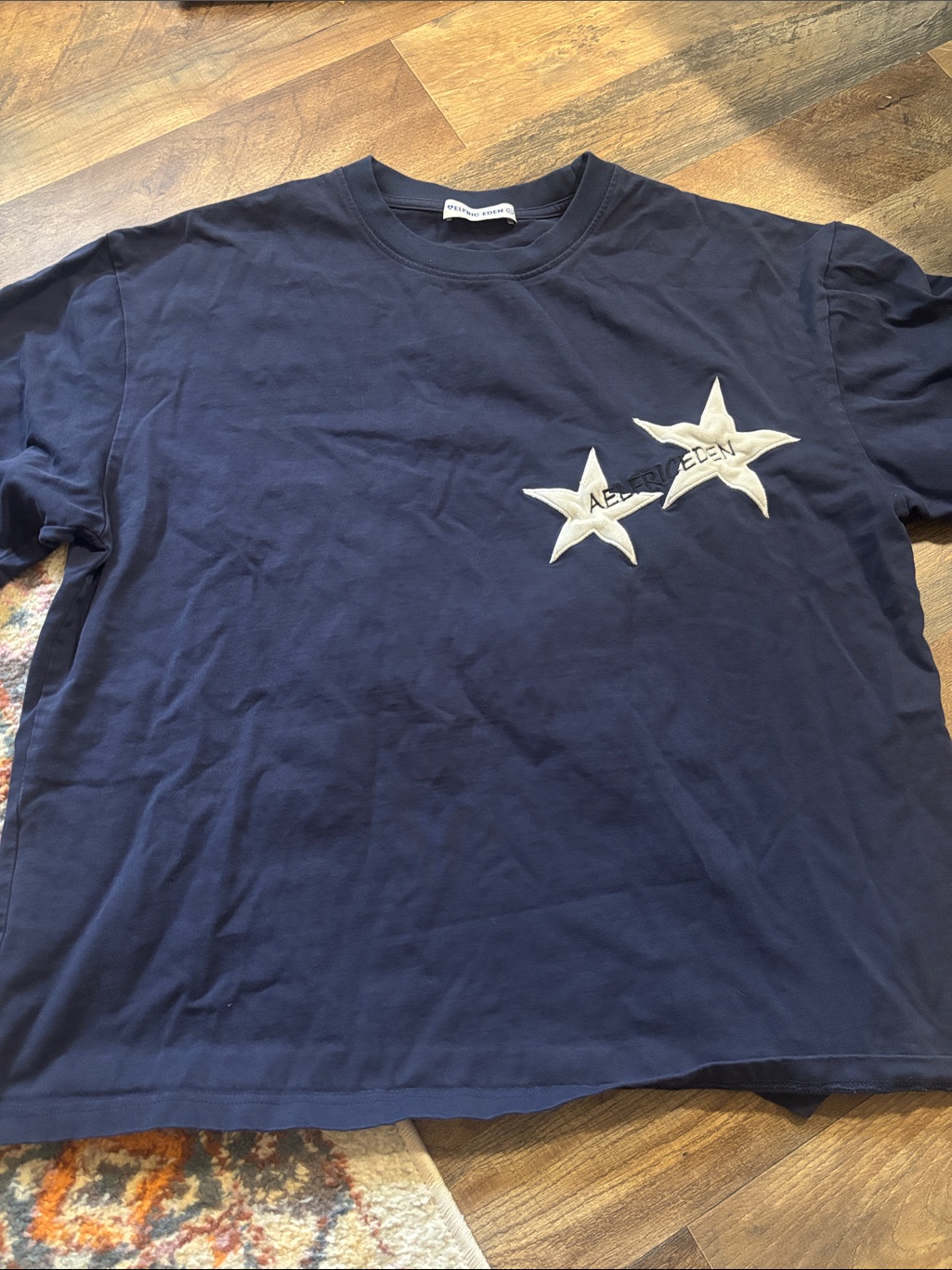 Aelfric Eden Navy Blue Tee With White Star Appliqus - Never Worn
